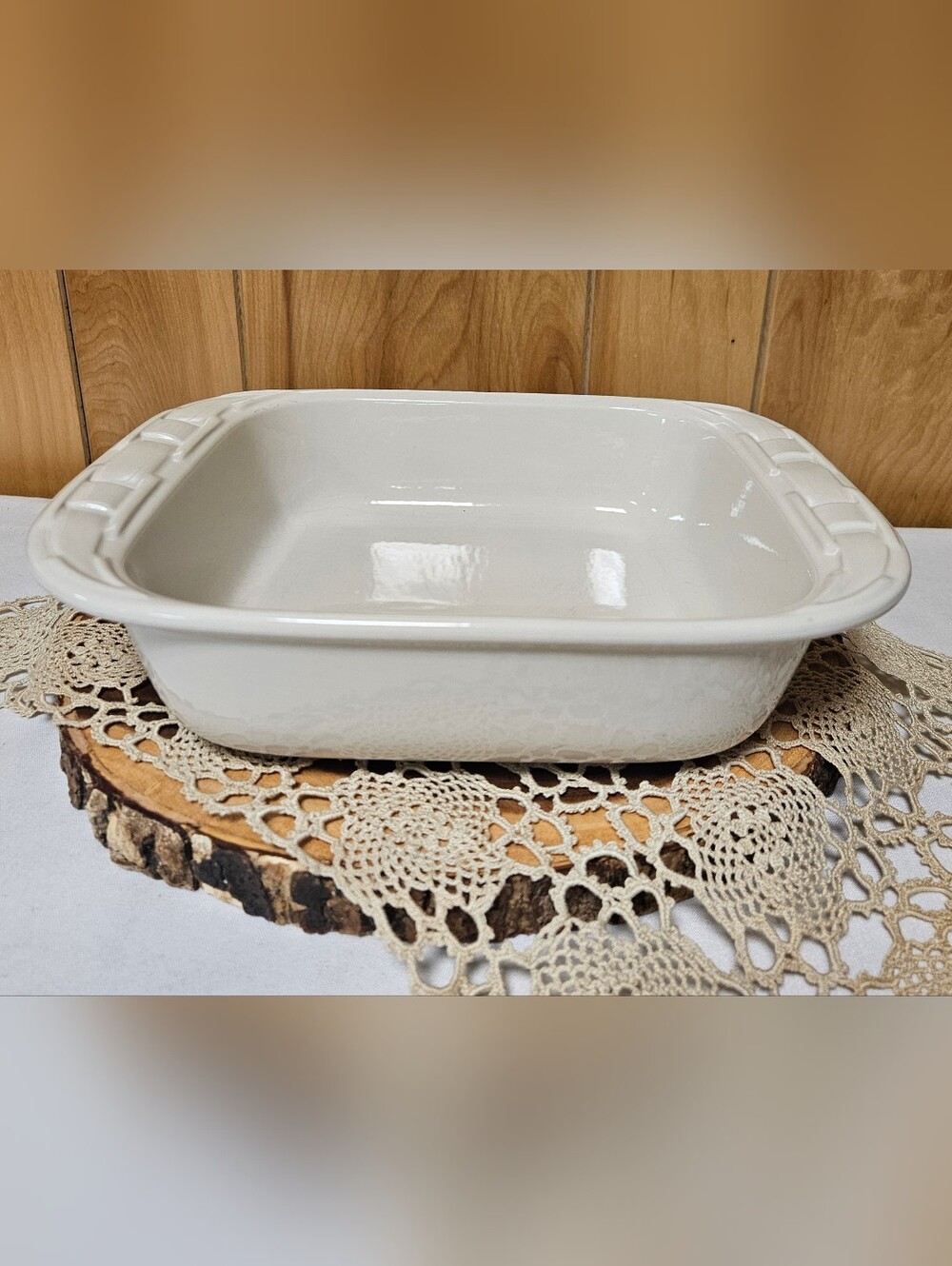 Longaberger Toleware 8"x8"×2" Baking Dish Pan Cream White Ovenware Heritage